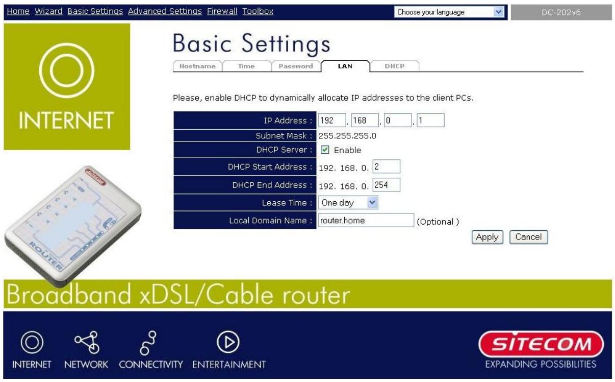 SITECOM DC-202V6 - LAN Settings - 1
