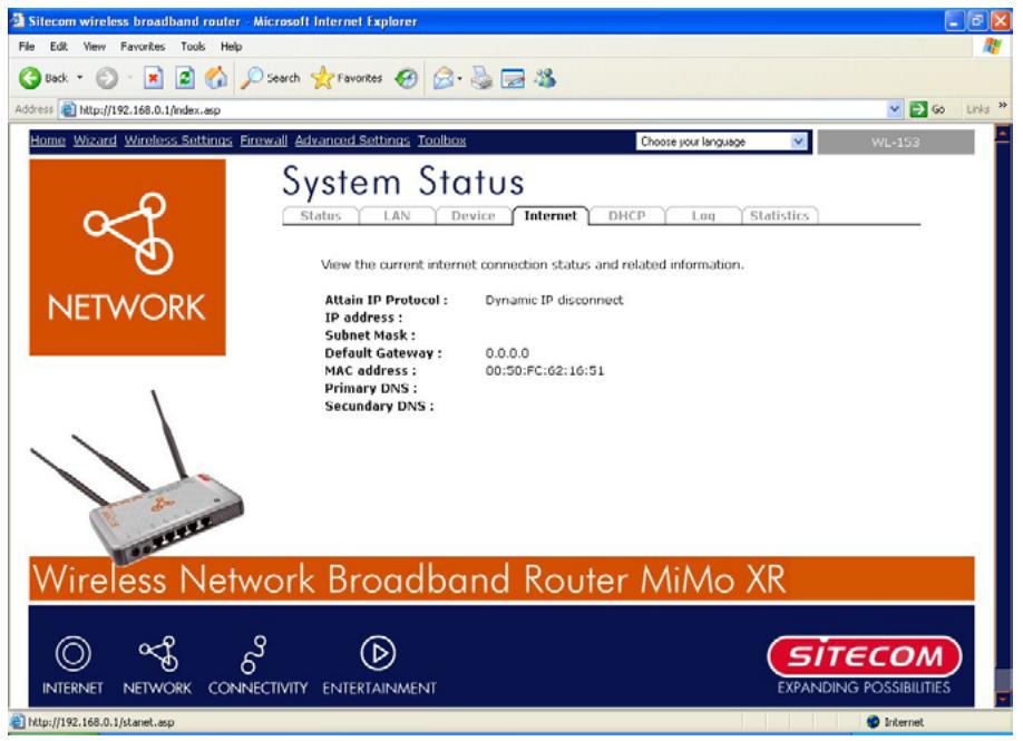 SITECOM WL-153 WIRELESS BROADBAND ROUTER FM - Etat Internet - 1