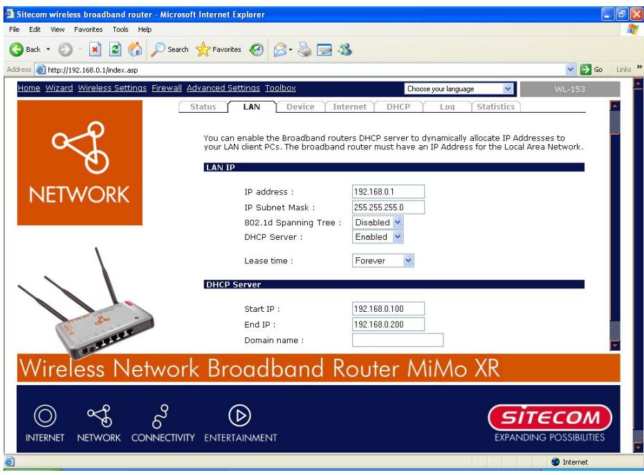 SITECOM WL-153 WIRELESS BROADBAND ROUTER FM - Paramètres LAN - 1