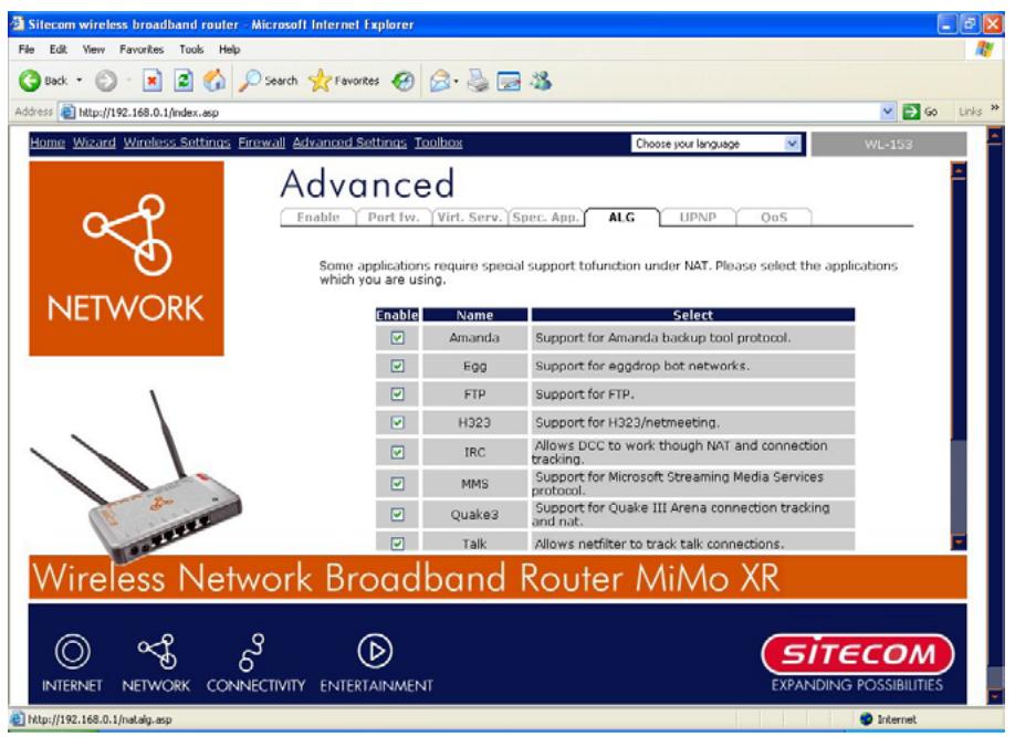 SITECOM WL-153 WIRELESS BROADBAND ROUTER FM - Paramètres ALG - 1