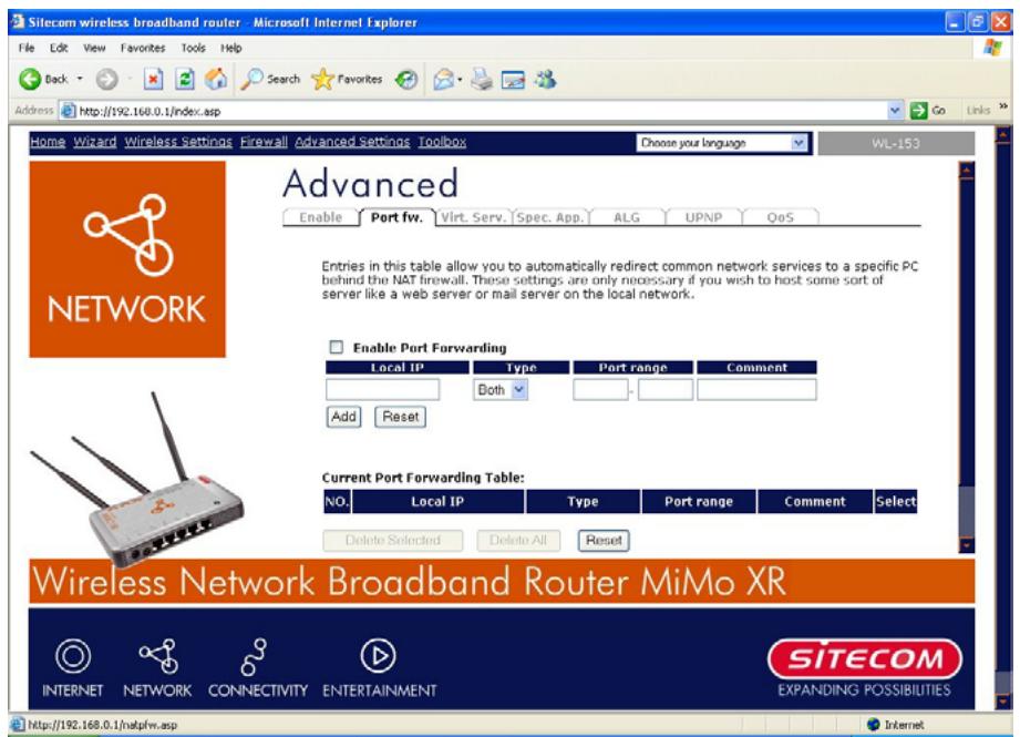 SITECOM WL-153 WIRELESS BROADBAND ROUTER FM - Port Forwarding - 1