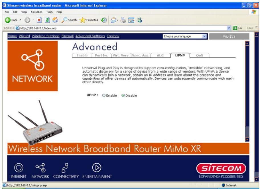 SITECOM WL-153 WIRELESS BROADBAND ROUTER FM - Paramétrages UpnP - 1