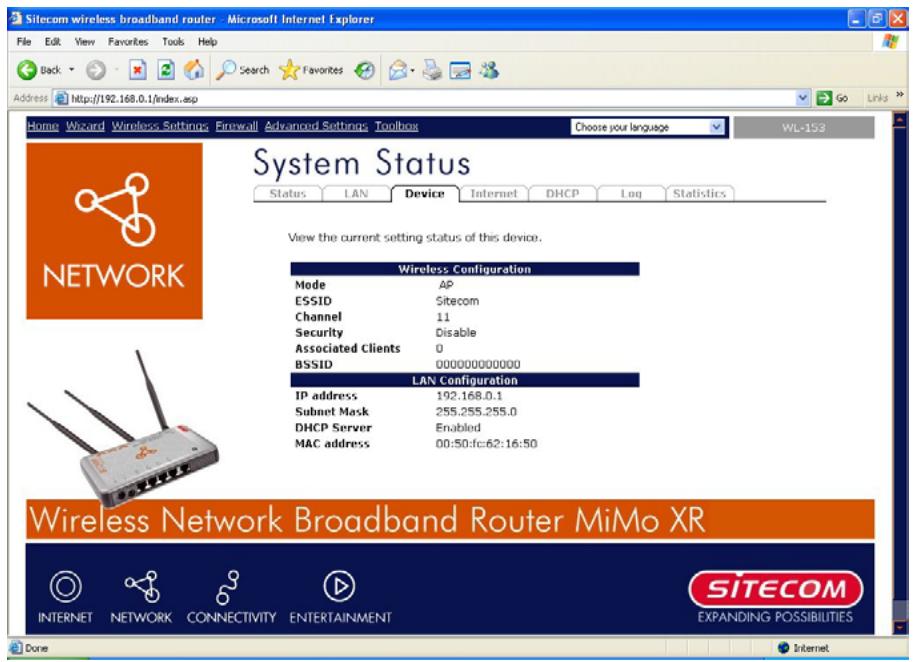 SITECOM WL-153 WIRELESS BROADBAND ROUTER FM - Etat du péripérique - 1