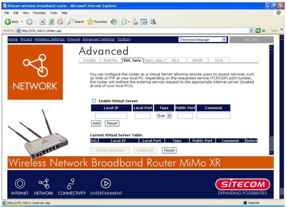 SITECOM WL-153 WIRELESS BROADBAND ROUTER FM - Serveur Virtuel - 1