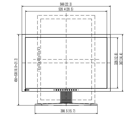 EIZO COLORGRAPHIC CG223W,  COLOREDGE CG243W,  COLORGRAPHIC CG241W,  COLORGRAPHIC CG245W,  COLOREDGE CG246W-BK,  COLOREDGE CG276W-BK,  COLORGRAPHIC CG275W - Dimensions externes - 11