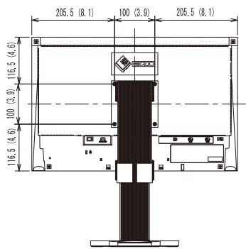 EIZO COLORGRAPHIC CG223W,  COLOREDGE CG243W,  COLORGRAPHIC CG241W,  COLORGRAPHIC CG245W,  COLOREDGE CG246W-BK,  COLOREDGE CG276W-BK,  COLORGRAPHIC CG275W - Dimensions externes - 4