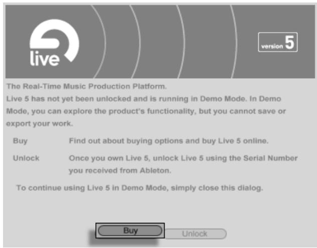ABLETON LIVE 5 - Puis-je faire tourner live sans numéro de série - 1