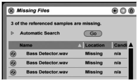 ABLETON LIVE 6 LE - Repérage des échantillons manquants - 1
