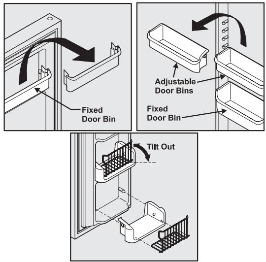 FRIGIDAIRE GLSZ28V8CB4 - To change the position of an adjustable door bin: - 1
