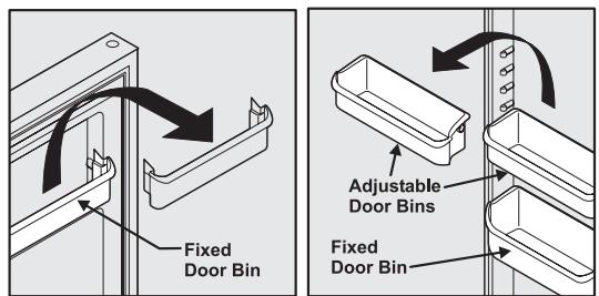 FRIGIDAIRE GLVC25V7DB1 - To change the position of an adjustable door bin: - 1