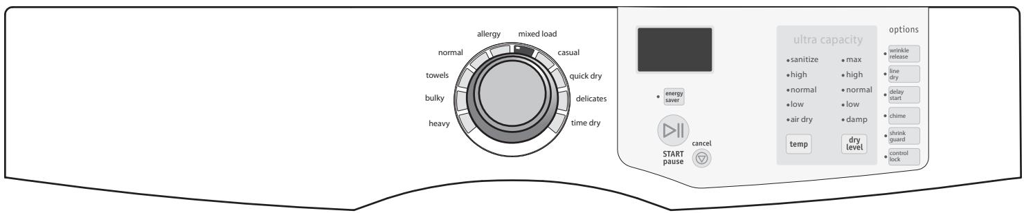 FRIGIDAIRE FASG7073LA - TABLEAU DE RÉGLAGE DE LA SÉCHEUSE - 1