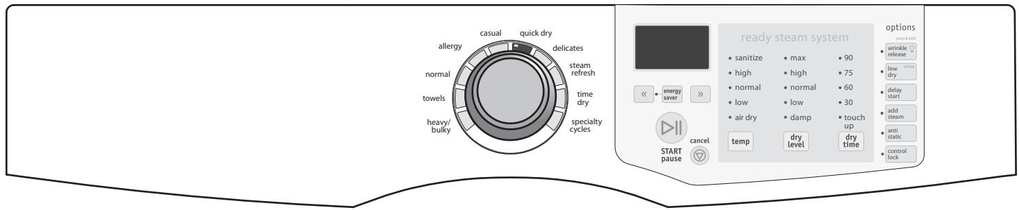 FRIGIDAIRE FASG7073LA - TABLEAU DE RÉGLAGE DE LA SÉCHEUSE - 1