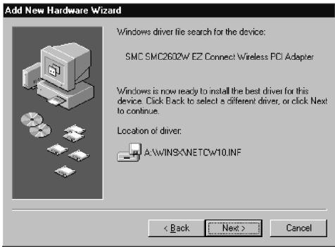 SMC 2602W - Installation sous windows 95/98/2000 - 3