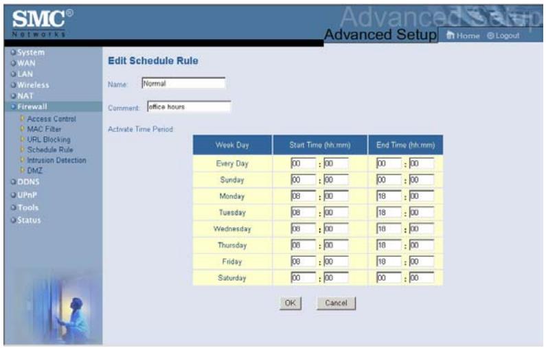 SMC 2804WBR - Schedule Rule (Règgle de planification) - 2