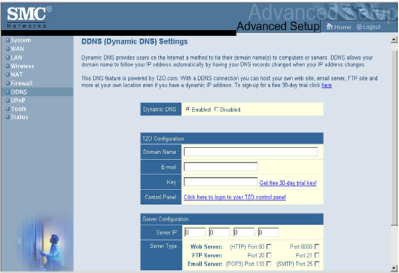 SMC 2804WBR - Paramètres DDNS (DNS dynamique) - 1