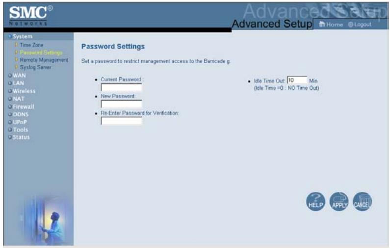 SMC 2804WBR - Password Settings (Paramètres de mot de passer) - 1