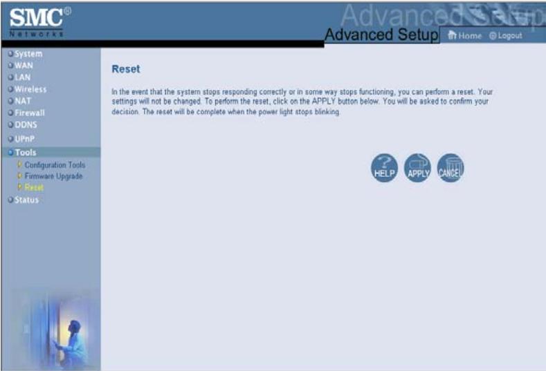 SMC 2804WBR - Tools - Reset (Outils - Réinitialiser) - 1