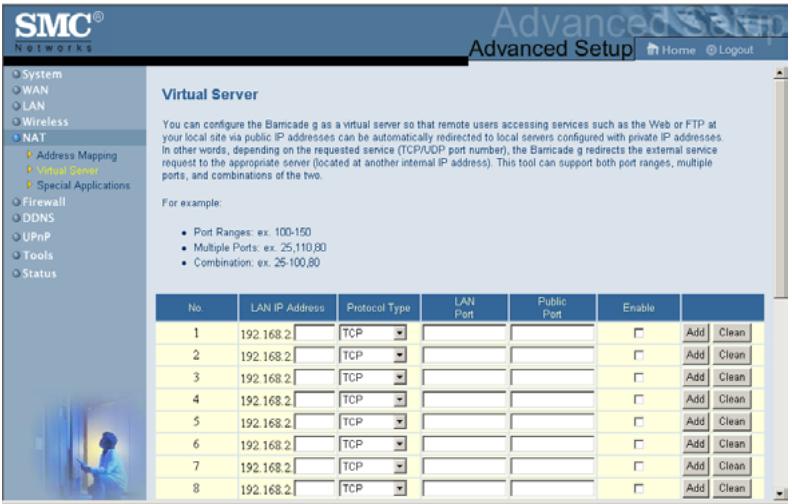 SMC 2804WBR - Virtual Server (Serveur virtuel) - 1