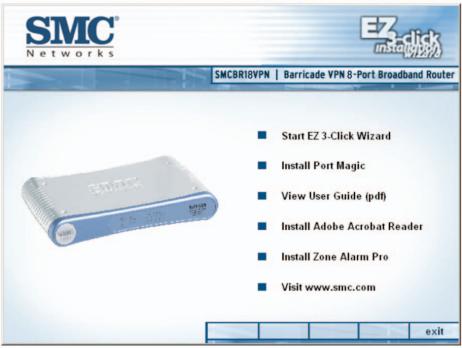 SMC BR18VPN - Utilisation de l'assistant EZ 3-CLICK installation wizard - 1