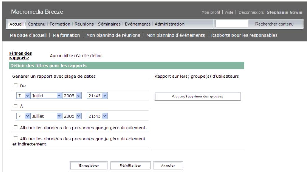 MACROMEDIA BREEZE MANAGER 5 - Implications des filtres de rapport - 1