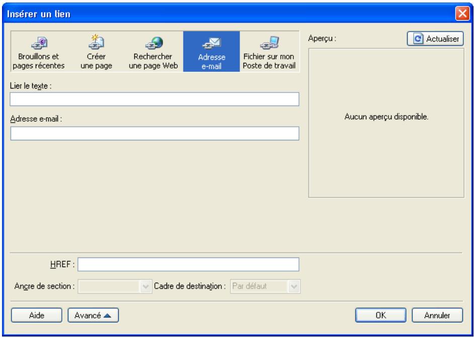 MACROMEDIA CONTRIBUTE 3-UTILISATION ET ADMINISTRATION DE CONTRIBUTE - Pour créer un lien vers une adresse électronique : - 1