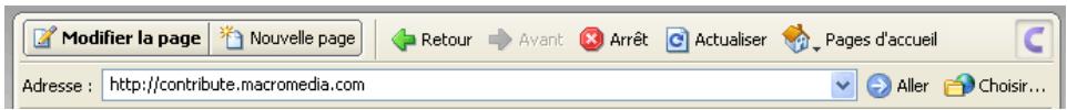 MACROMEDIA CONTRIBUTE 3-UTILISATION ET ADMINISTRATION DE CONTRIBUTE - Barres d'outils de Contribute - 1