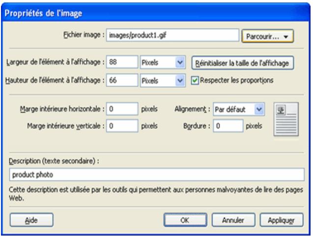 MACROMEDIA CONTRIBUTE 3-UTILISATION ET ADMINISTRATION DE CONTRIBUTE - Pour modifier les propriétés d'une image : - 1