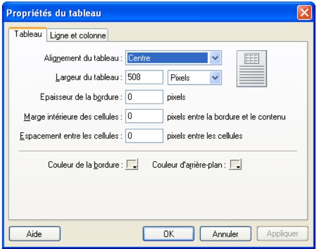 MACROMEDIA CONTRIBUTE 3-UTILISATION ET ADMINISTRATION DE CONTRIBUTE - Pour modifier les propriétés d'un tableau : - 1
