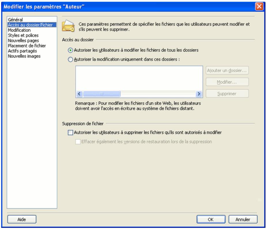 MACROMEDIA CONTRIBUTE 3-UTILISATION ET ADMINISTRATION DE CONTRIBUTE - Définition des paramètres d'accès aux dossiers et fichiers - 1
