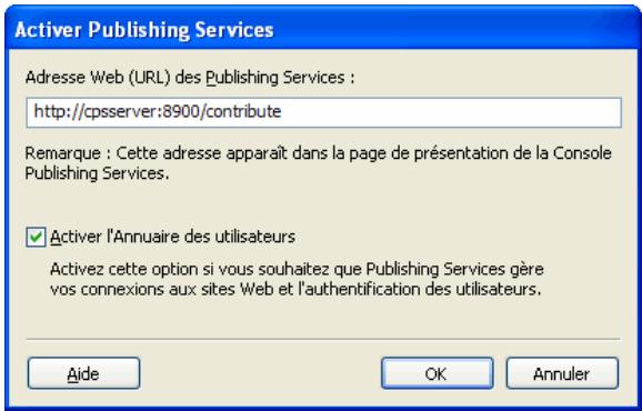 MACROMEDIA CONTRIBUTE 3-UTILISATION ET ADMINISTRATION DE CONTRIBUTE - Pour commencer à utiliser Publishing Server avec votre site Web : - 2