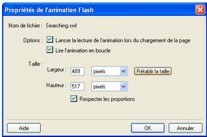 MACROMEDIA CONTRIBUTE 3-UTILISATION ET ADMINISTRATION DE CONTRIBUTE - Pour définir les propriétés d'une animation Flash : - 1