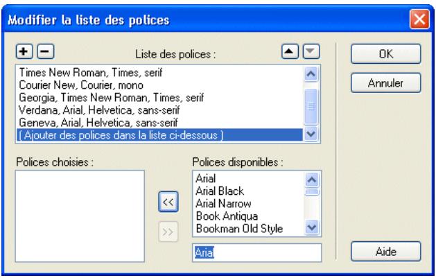 MACROMEDIA CONTRIBUTE 3-UTILISATION ET ADMINISTRATION DE CONTRIBUTE - Pour modifier la liste des polices : - 1