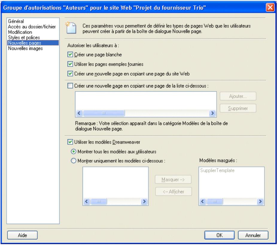 MACROMEDIA CONTRIBUTE 3-UTILISATION ET ADMINISTRATION DE CONTRIBUTE - Pour définir les options de nouvelles pages pour un site Web : - 1
