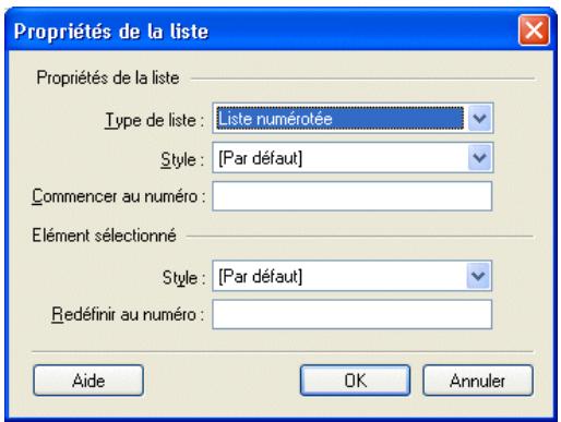 MACROMEDIA CONTRIBUTE 3-UTILISATION ET ADMINISTRATION DE CONTRIBUTE - Pour définir les propriétés d'une liste complète : - 1