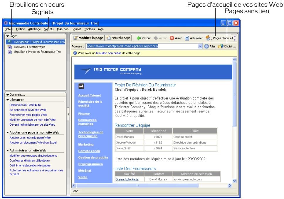 MACROMEDIA CONTRIBUTE 3-UTILISATION ET ADMINISTRATION DE CONTRIBUTE - Ouverture de pages sans navigation - 1