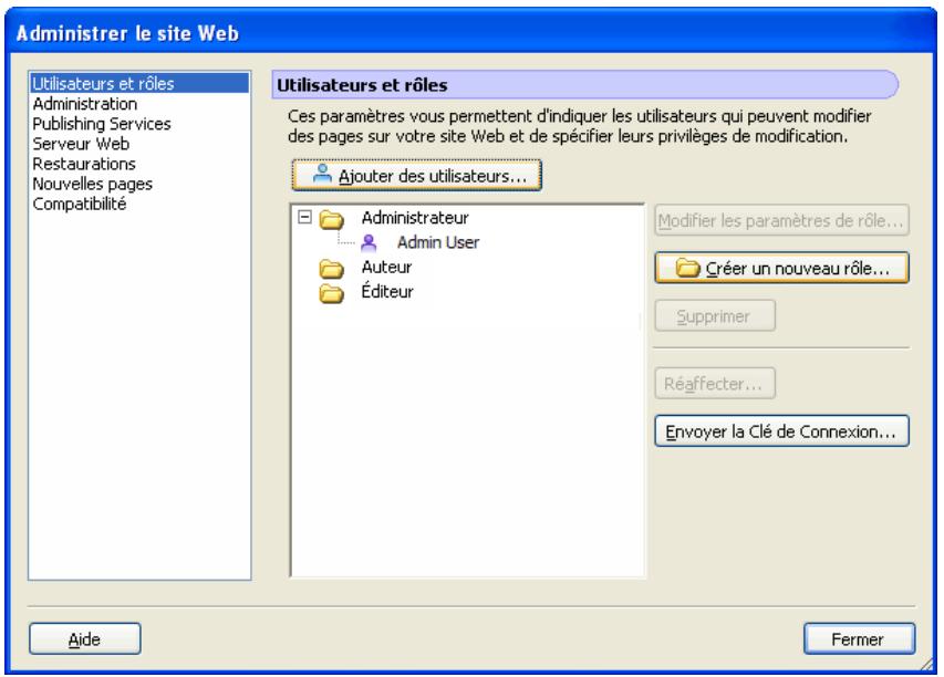 MACROMEDIA CONTRIBUTE 3-UTILISATION ET ADMINISTRATION DE CONTRIBUTE - Pour modifier les paramètres pour un rôle Contribute : - 1