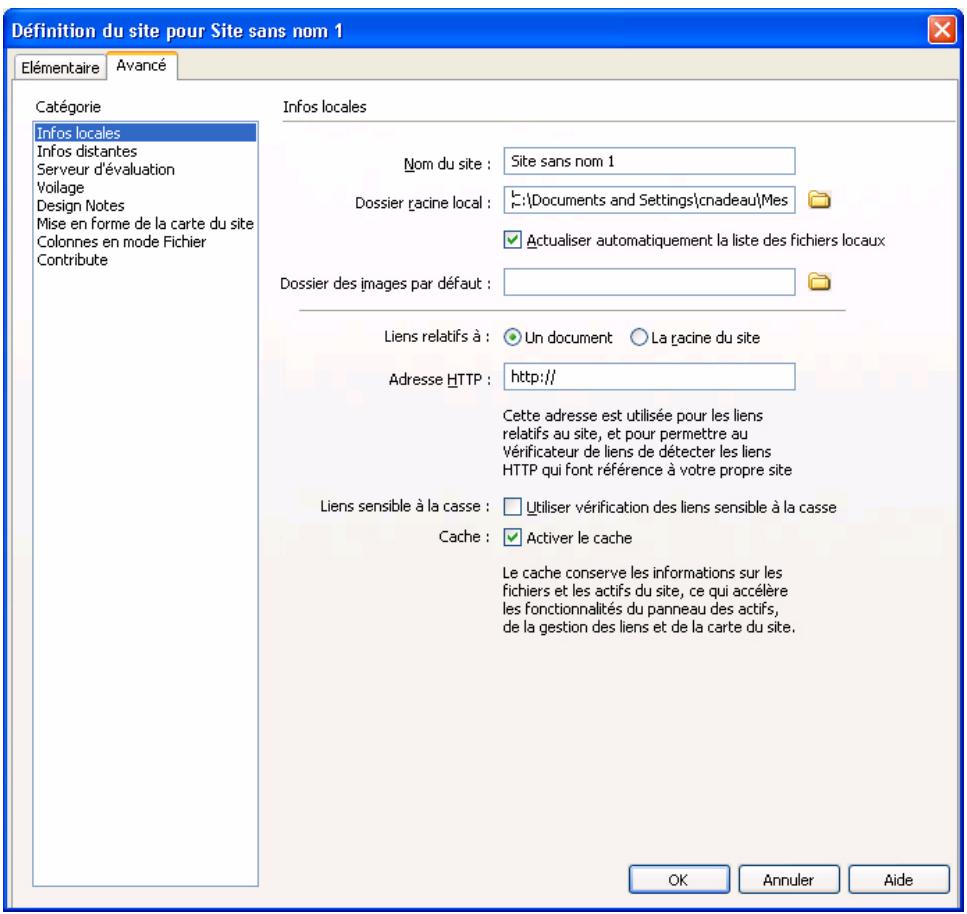 MACROMEDIA DREAMWEAVER 8-UTILISATION DE DREAMWEAVER - Pour configurer un dossier local : - 1