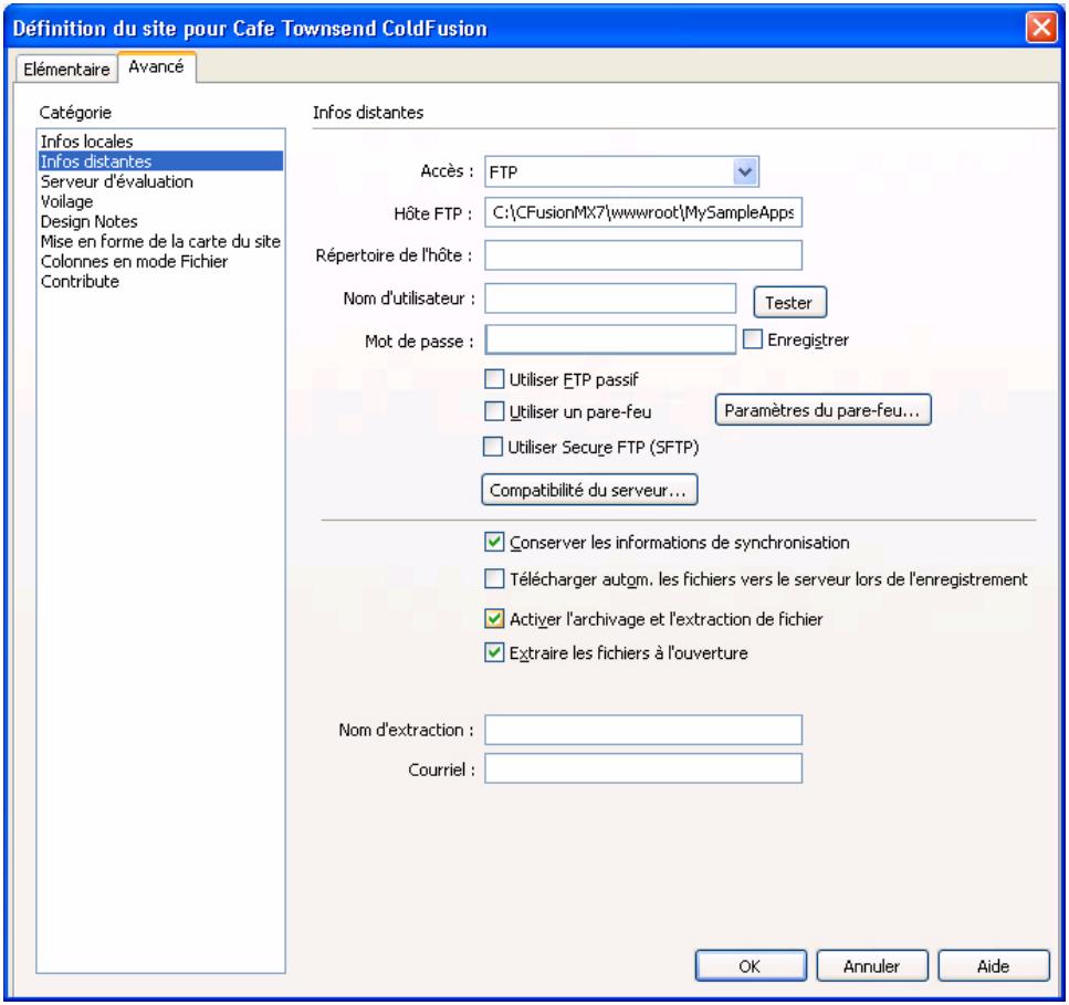 MACROMEDIA DREAMWEAVER 8-UTILISATION DE DREAMWEAVER - Pour configurer le système d'archivage et d'extraction de fichiers : - 1