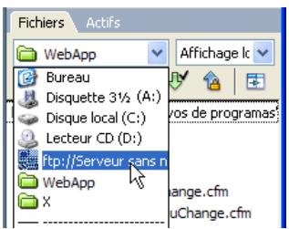 MACROMEDIA DREAMWEAVER 8-UTILISATION DE DREAMWEAVER - Pour ouvrir un dossier sur un serveur FTP ou RDS distant : - 1