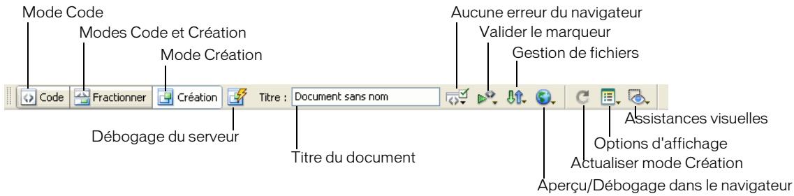MACROMEDIA DREAMWEAVER 8-UTILISATION DE DREAMWEAVER - Barre d'outils de document - 1