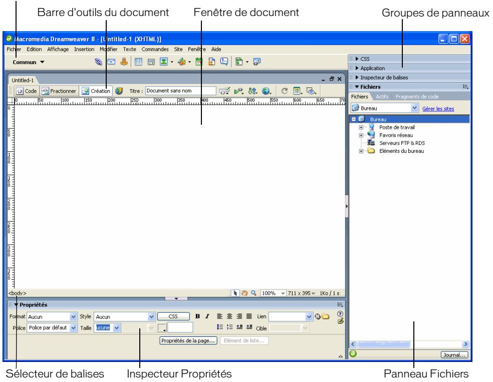 MACROMEDIA DREAMWEAVER 8-UTILISATION DE DREAMWEAVER - Présentation de l'espace de travail - 1