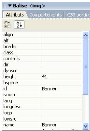 MACROMEDIA DREAMWEAVER MX 2004-BIEN DMARRER AVEC DREAMWEAVER - Pour modifier une balise avec l'inspecteur de balises : - 1