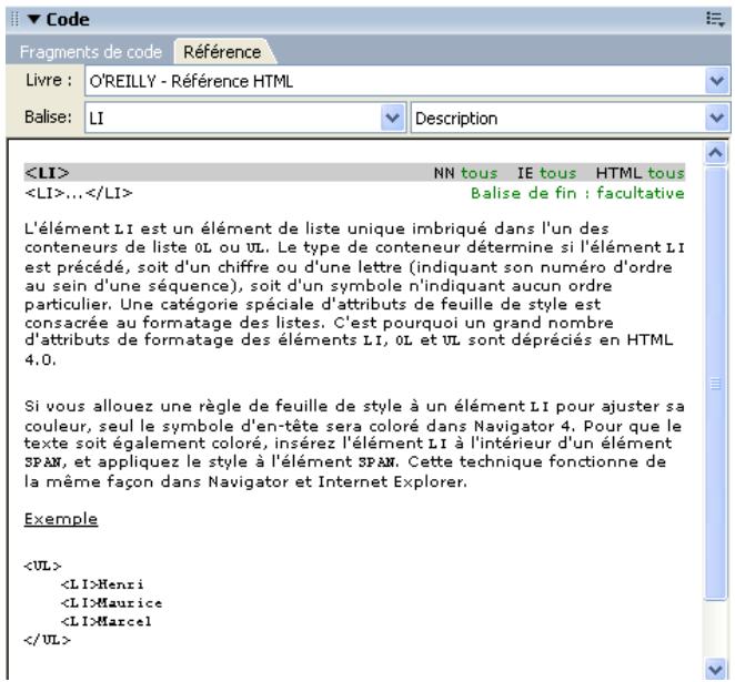 MACROMEDIA DREAMWEAVER MX 2004-BIEN DMARRER AVEC DREAMWEAVER - Pour consulter les informations relatives à une balise : - 1