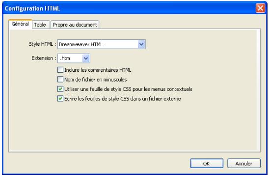 MACROMEDIA FIREWORKS 8-BIEN DMARRER AVEC FIREWORKS - Définition des préférences HTML - 1