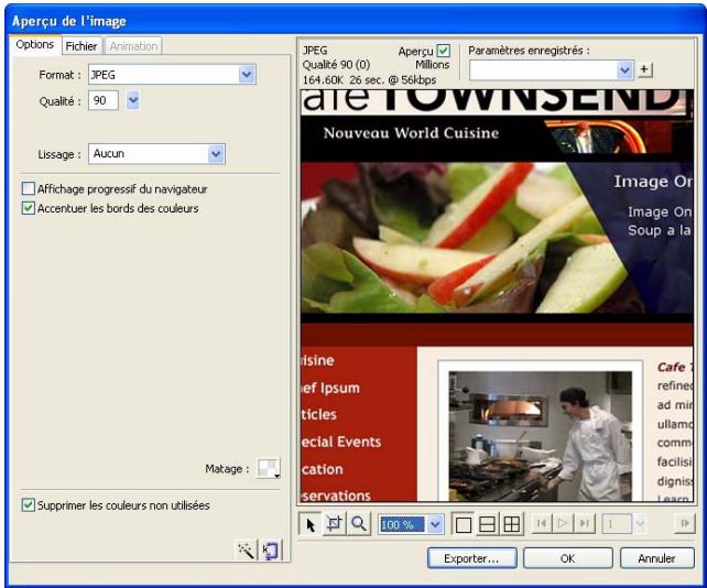 MACROMEDIA FIREWORKS 8-BIEN DMARRER AVEC FIREWORKS - Exportation de l'image pour le web - 2
