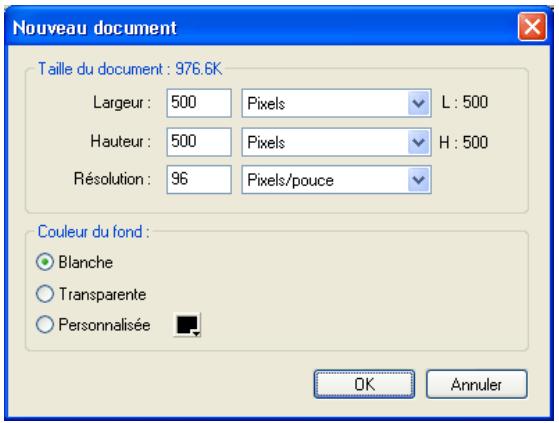 MACROMEDIA FIREWORKS 8-UTILISATION DE FIREWORKS - Pour creer un nouveau document : - 1