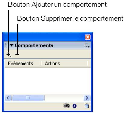MACROMEDIA FIREWORKS 8-UTILISATION DE FIREWORKS - Pour affecter un comportement à une découvertseLECTIONnée à l'aide du panneau Comportements : - 1