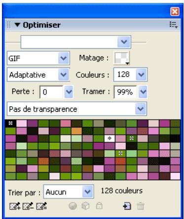 MACROMEDIA FIREWORKS 8-UTILISATION DE FIREWORKS - Affichage des couleurs d'une palette - 1