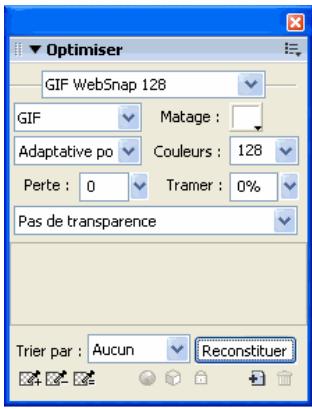 MACROMEDIA FIREWORKS 8-UTILISATION DE FIREWORKS - Utilisation des paramètres d'optimisation - 1