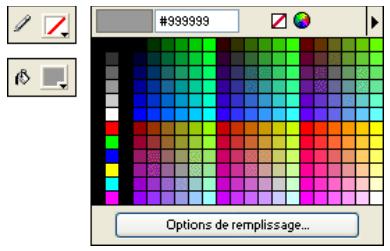 MACROMEDIA FIREWORKS 8-UTILISATION DE FIREWORKS - Pour activer le sélecteur Couleur de trait ou Couleur de replissage : - 1
